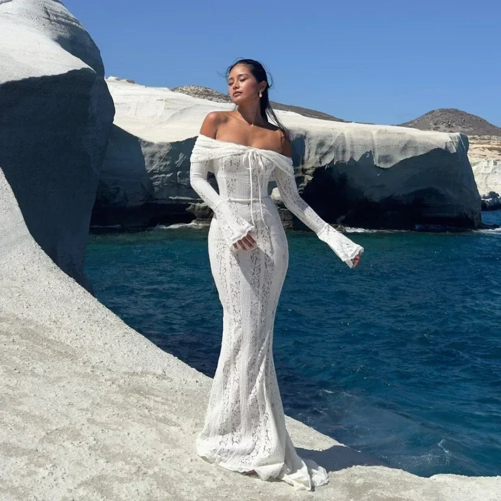 Suninheart White Off The Shoulder Dress 2025